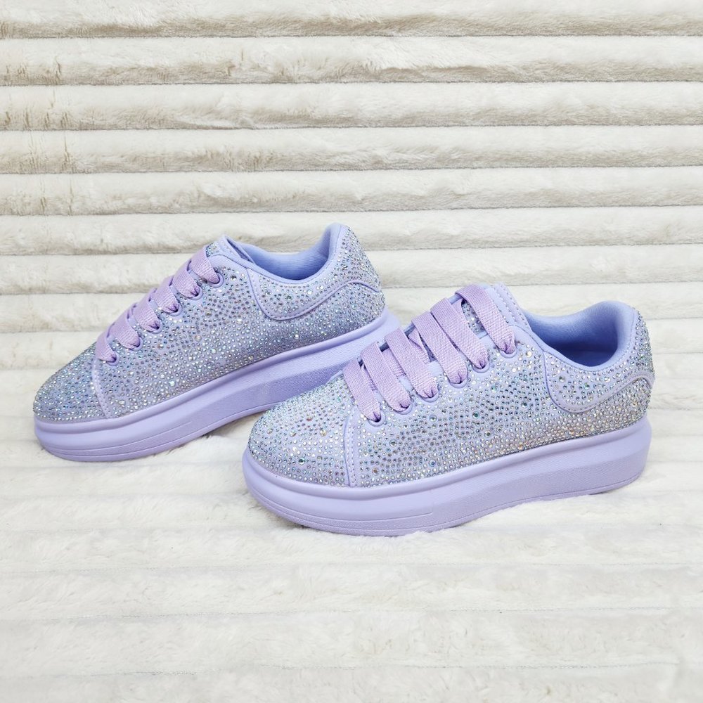 Comfy Cush Baby Lilac Purple Rhinestone Fashion Sneakers Tennis Shoes - Picture 9 of 9